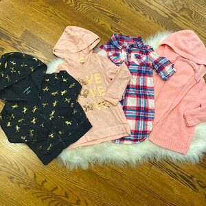 Lot of 3 3T girl’s hoodie sweaters and button up flannel. Great condition!